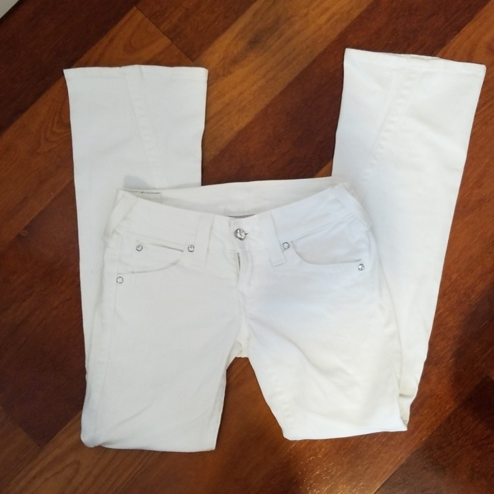True religion white flare denin with jewel buttons